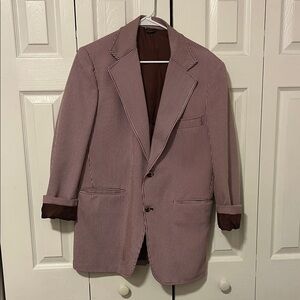 Vintage Red & White Striped Blazer – Unisex Retro Jacket